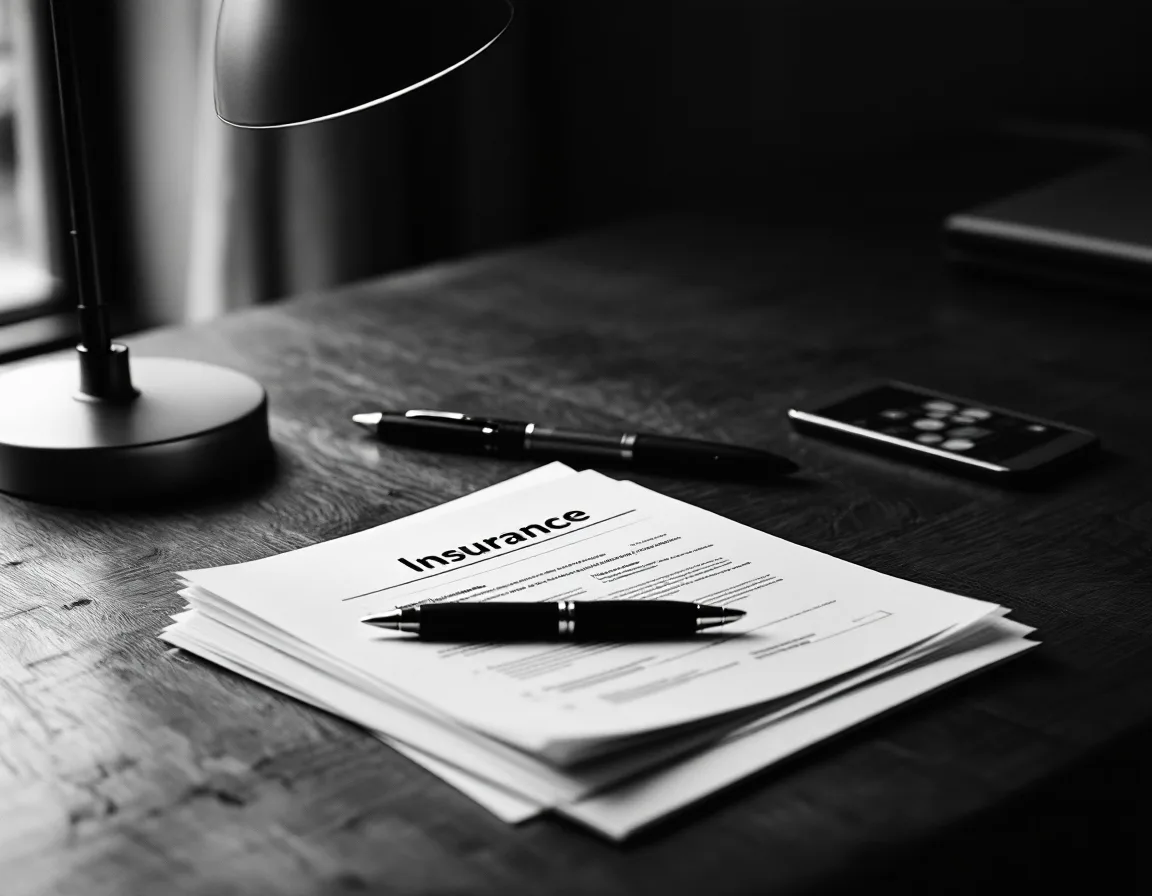 Renewal paperwork and a pen under a desk lamp